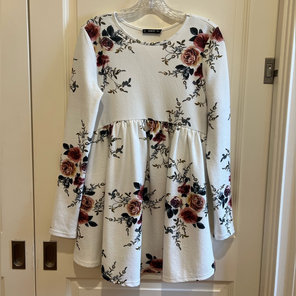 Shein White Floral Dress
